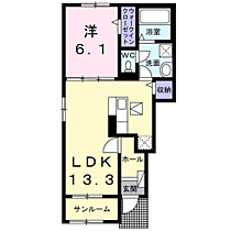 ロワゾーブルーＯ 101 ｜ 茨城県鹿嶋市平井東３丁目6-4（賃貸アパート1LDK・1階・50.01㎡） その2