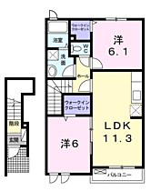 ベル・ソレイユIII 202 ｜ 茨城県神栖市大野原２丁目21-5（賃貸アパート2LDK・2階・57.58㎡） その2