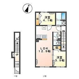 鹿嶋市大字平井 アパート工事 2LDKの間取図画像