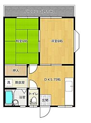 ドエル・ニシノC 2DKの間取図画像