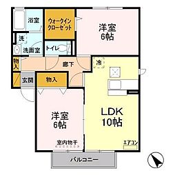 サンク・ルナD 2LDKの間取図画像