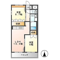 ディアベルジュ 2LDKの間取図画像
