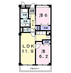 パルテールB 2LDKの間取図画像