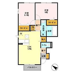 プリマベーラB 2LDKの間取図画像