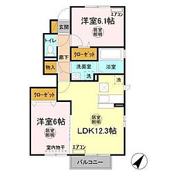 サンライズヤマトB 2LDKの間取図画像