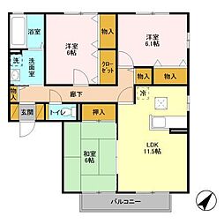 ローズガーデン・レジスA 3LDKの間取図画像
