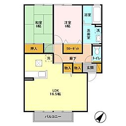 ローズガーデン・レジスA 2LDKの間取図画像
