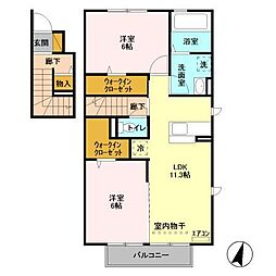 マーブルB 2LDKの間取図画像