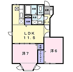 クレディアム 2LDKの間取図画像