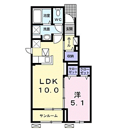 コスパハイム 1LDKの間取図画像