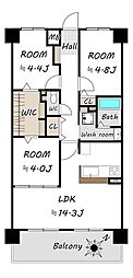 ランフォルセ寝屋川 3SLDKの間取図画像