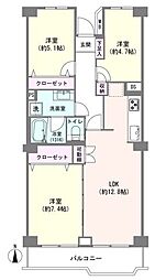 ボナハイツ中川3号棟 3LDKの間取図画像