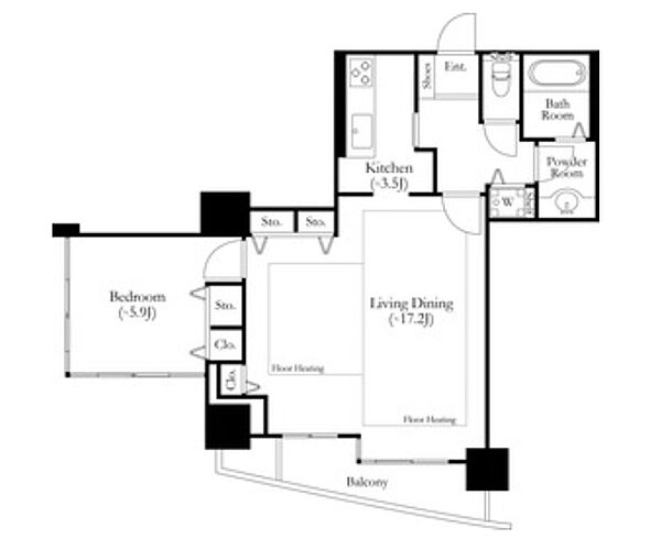 河田町ガーデン1号棟 1507｜東京都新宿区河田町(賃貸マンション1LDK・15階・63.97㎡)の写真 その2