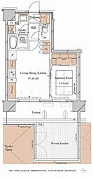 ブランシエスタ木場 1階1LDKの間取り