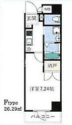 エスグランデ門前仲町 7階1Kの間取り