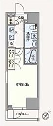 アジールコート汐浜キャナル 12階1Kの間取り