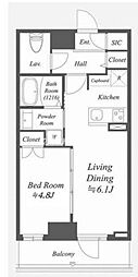 AlphaPrime東陽町 1LDKの間取図画像