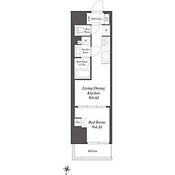 WORVE東京木場 1LDKの間取図画像