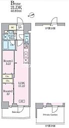 ガーデンザヴィス門前仲町 2LDKの間取図画像