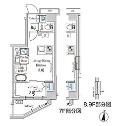 パークアクシス木場キャナルイースト 1LDKの間取図画像