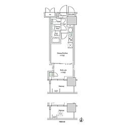 ブルックサイドレジデンス木場 1DKの間取図画像
