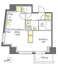 プライムメゾン清澄白河 ワンルームの間取図画像