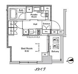 プラウドフラット門前仲町5 1Kの間取図画像