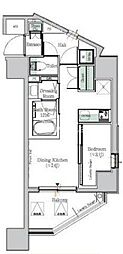 OneROOFResidence木場East 1DKの間取図画像