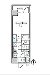 ディームス東陽町2 1Kの間取図画像