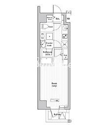 木場ステーションレジデンス 1Kの間取図画像