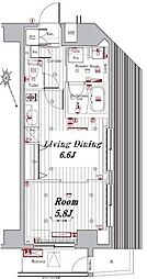 メイクスデザイン門前仲町3 1LDKの間取図画像