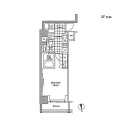 パークハビオ門前仲町 1Kの間取図画像