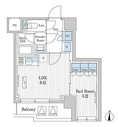 パークアクシス東陽町レジデンス 1LDKの間取図画像