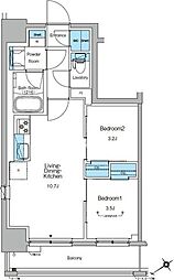 ルフォンリヴェント門前仲町 2LDKの間取図画像
