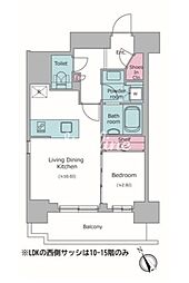 ワンルーフフラット門前仲町 1LDKの間取図画像