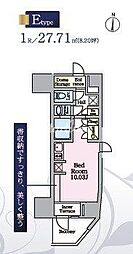 リビオメゾン東陽町Hutte ワンルームの間取図画像
