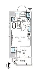 パークアクシス木場キャナルイースト 1DKの間取図画像