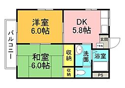 ファジー洋光 2DKの間取図画像
