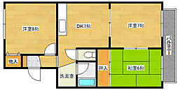 広島電鉄8系統 舟入南駅 徒歩5分の賃貸マンション 3階3DKの間取り