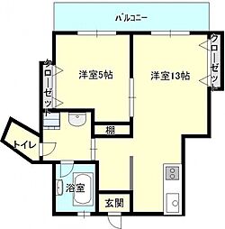 平和ビル 1LDKの間取図画像