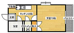 ソレイユ白島 1Kの間取図画像