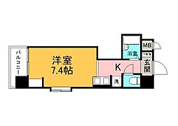 朝日プラザ横川駅前 1Kの間取図画像