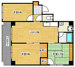 田岡マンション 3LDKの間取図画像