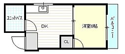 河原町ハイツ 1DKの間取図画像