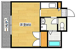 ボヌール皆実 1Kの間取図画像
