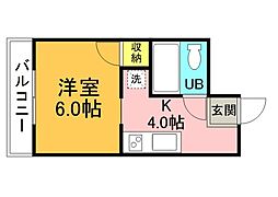 ドミール堀口 1Kの間取図画像