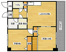長楽寺マンション1号館 2LDKの間取図画像