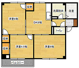 ツインキャット川内C 3DKの間取図画像