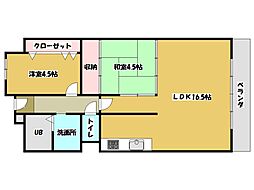 イトーピア舟入マンション 2LDKの間取図画像