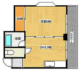 北神ビル 1DKの間取図画像